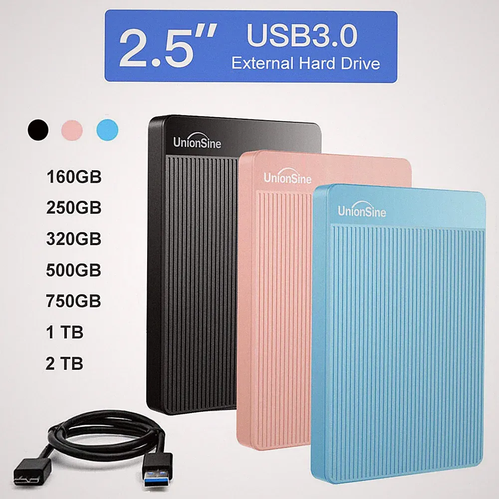 1TB 2TB USB 3.0 External Hard Drive, Plug and Play for Windows11/Mac Laptop PC
