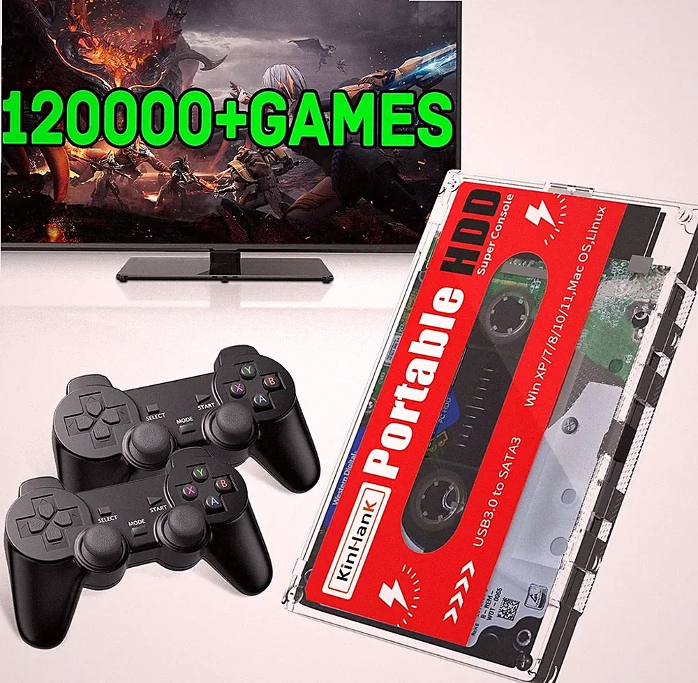 2TB Game Drive with 120000+ Games External Hard Drive for Mac OS/PC/Windows