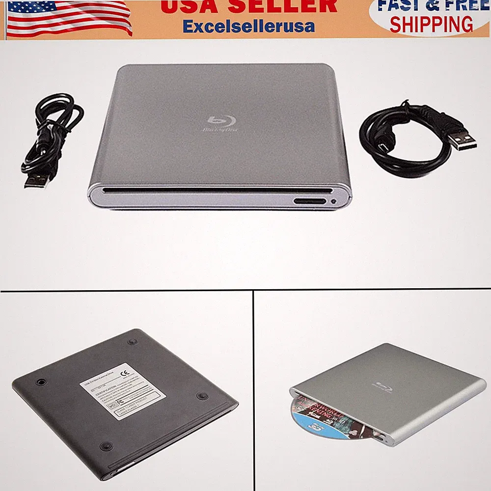 Burner USB External BD-R BD DVD CD RW Disc Writer Laptop Movie Player U