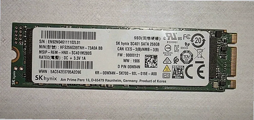 SK Hynix - 256 GB M.2 Internal SSD SC401 SATA HFS256G39TNH-73AOA GOOD HEALTH